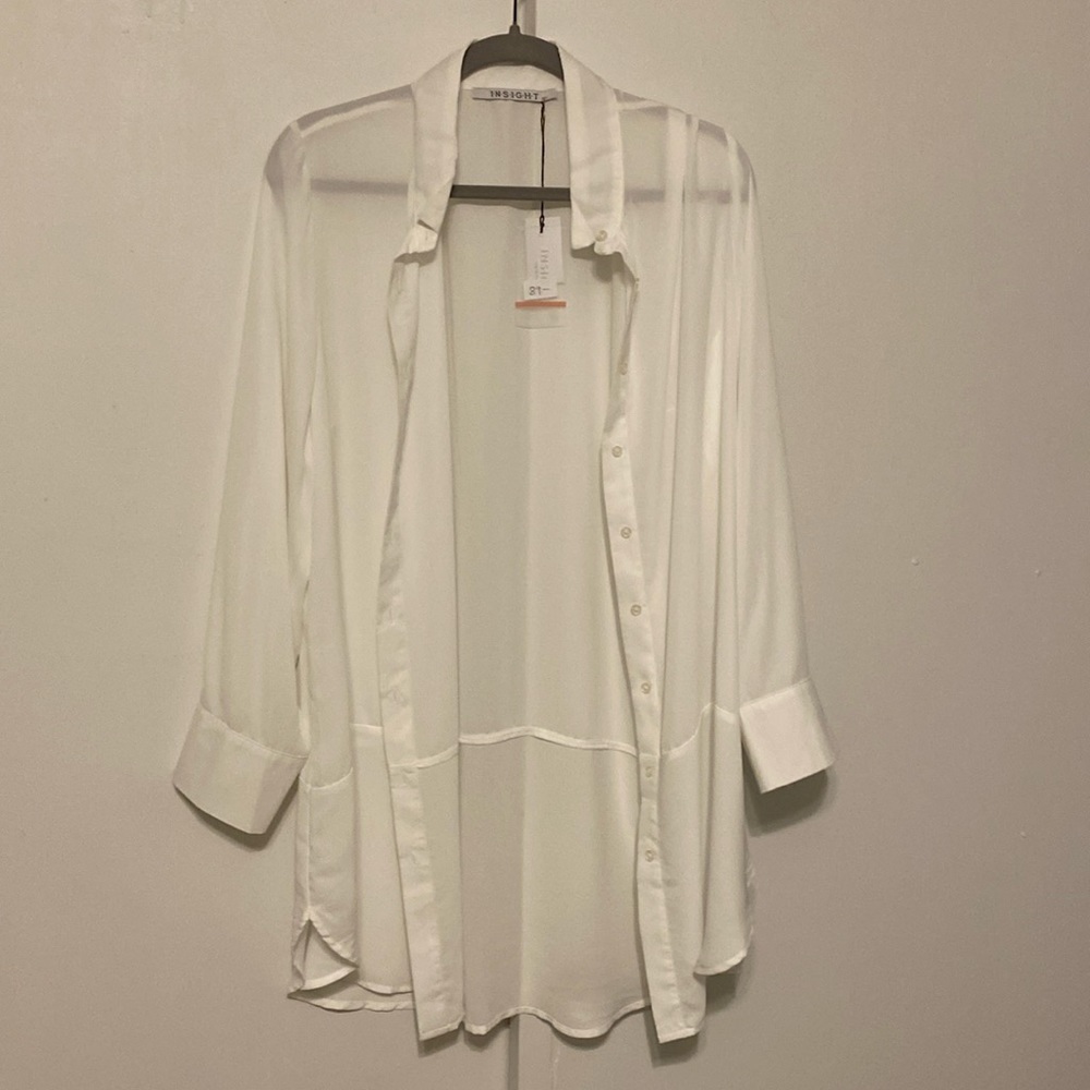 NWT Sheer white blouse by Insight
